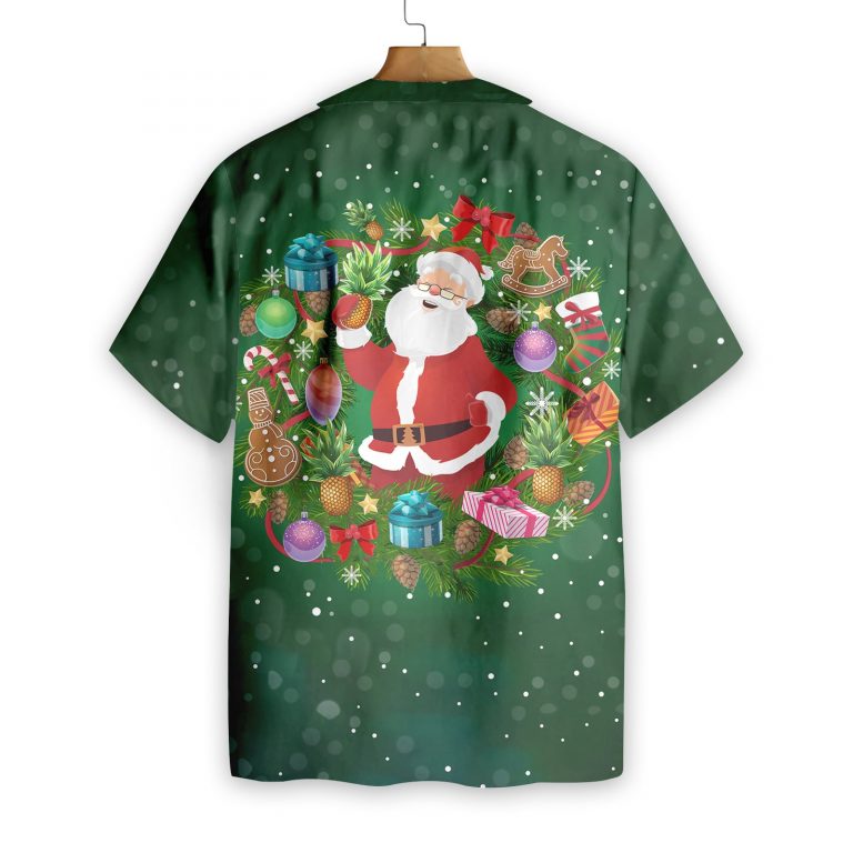 Pineapple Santa Wreath Hawaiian Shirt