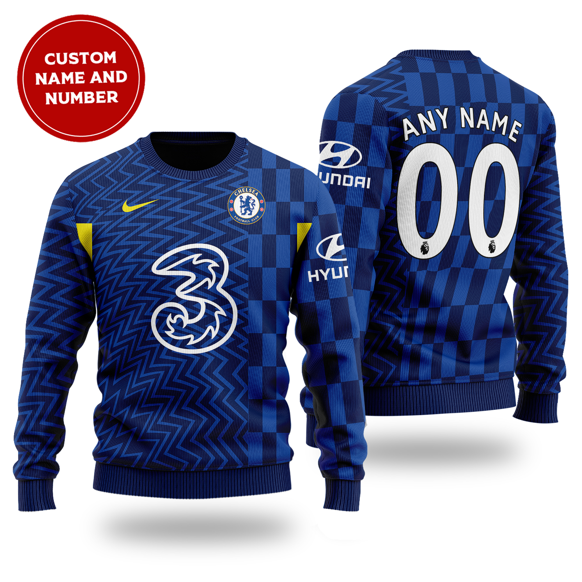 Primier League Chelsea FC cutom name and number sweater