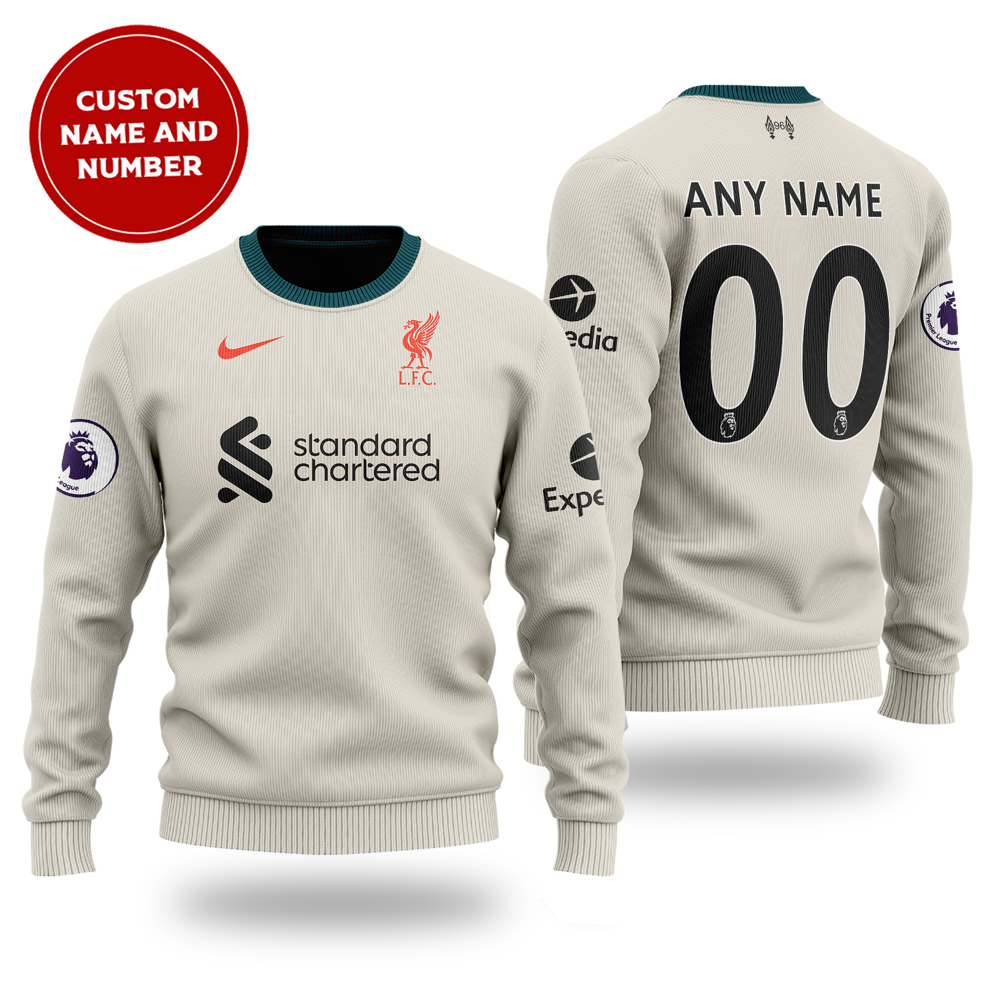 Primier League Liverpool FC away kit cutom name and number sweater