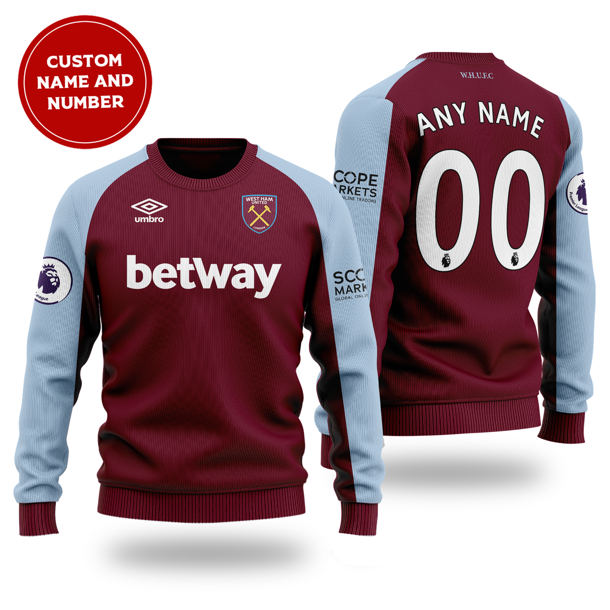 [ Amazing ] Primier League West Ham United FC cutom name and number sweater – Saleoff 261121