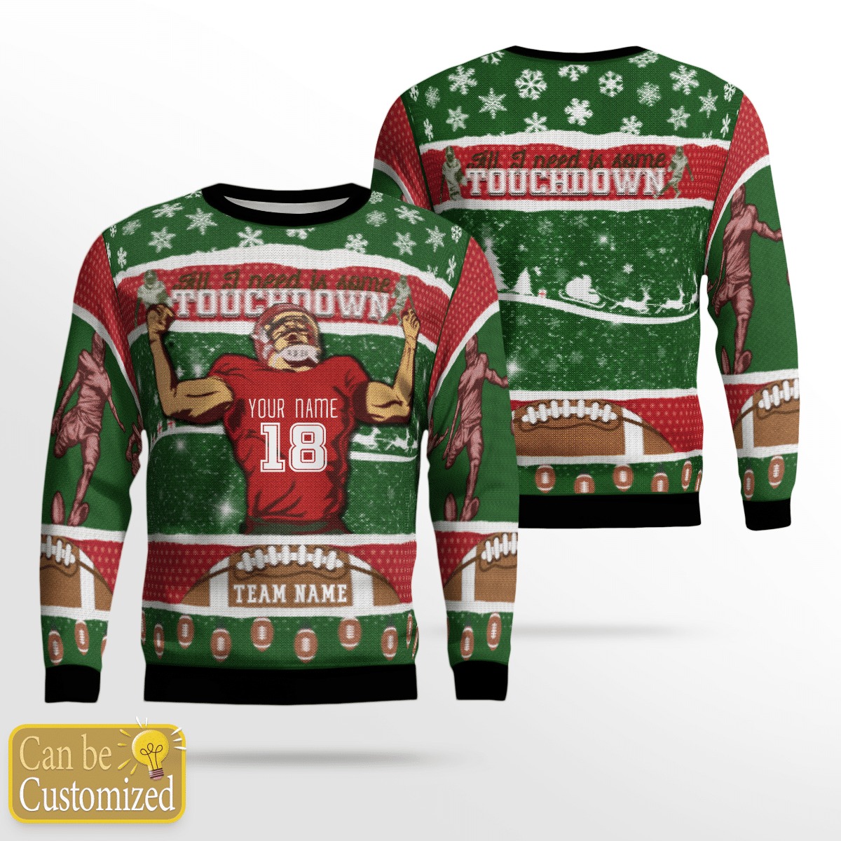 Retro Football personalized name team and number ugly christmas sweater – Saleoff 221121