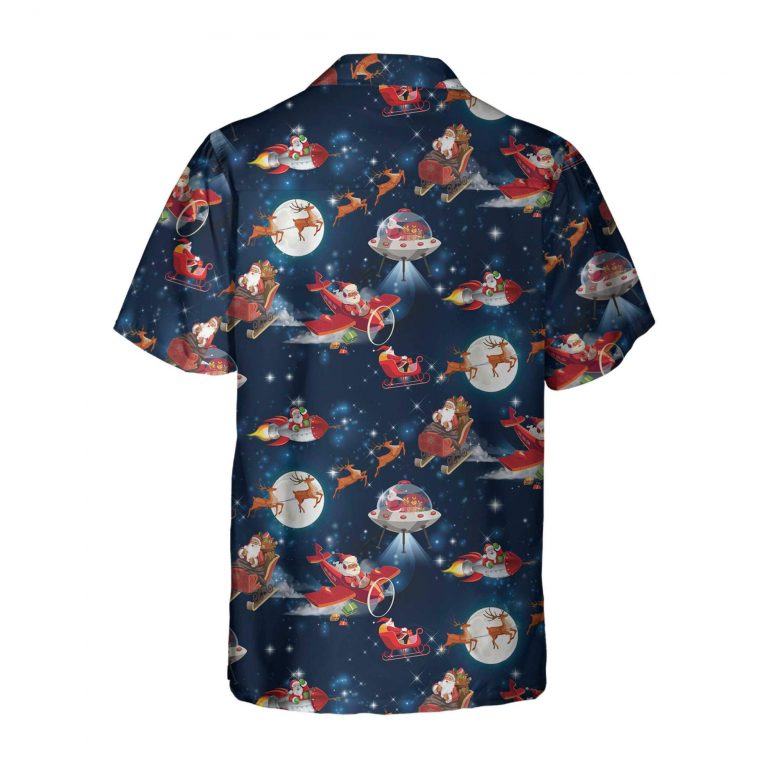 Santa Claus And Reindee In Space Christmas Hawaiian Shirt