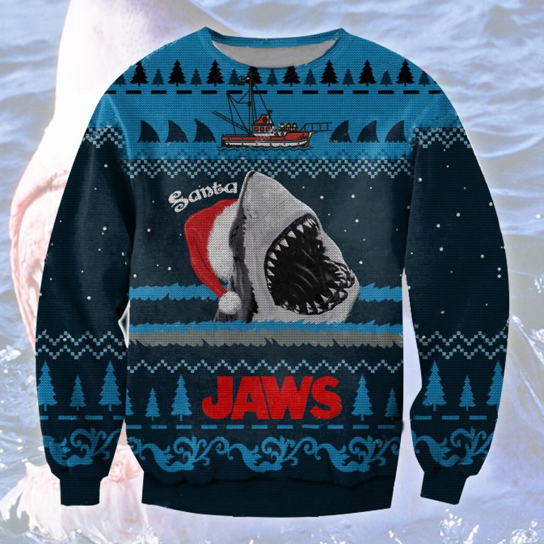 Santa Shark Jaws 3D Printed Sweater