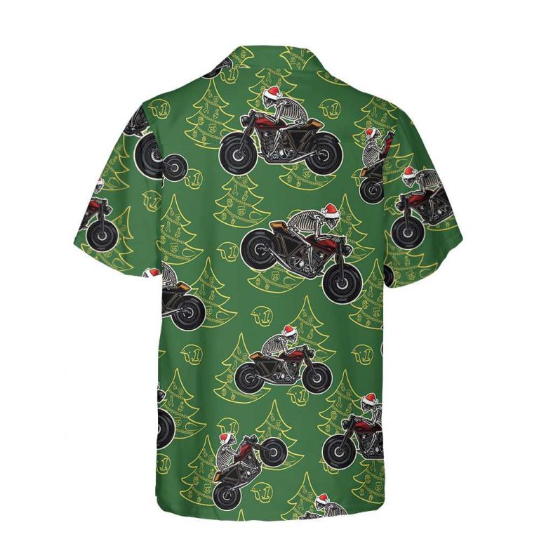 Skeleton Riding Motorcycle Christmas Hawaiian Shirt