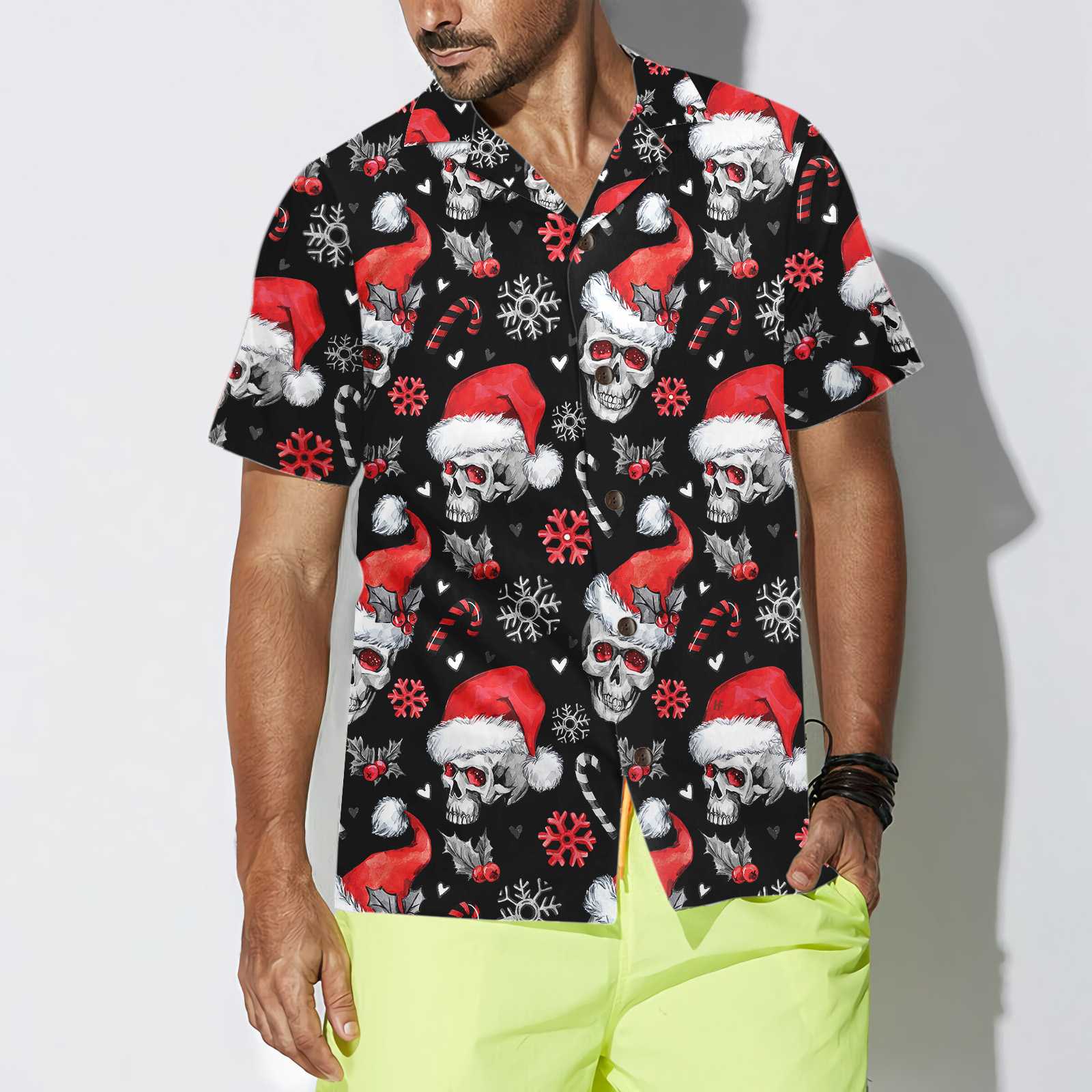 Skulls With Candy Canes Christmas Hawaiian Shirt – Saleoff 061121
