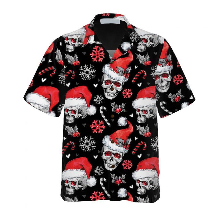 Skulls With Candy Canes Christmas Hawaiian Shirt