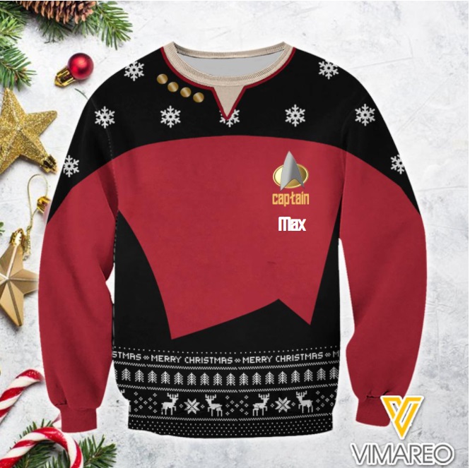 Star Trek personalized name christmas sweater
