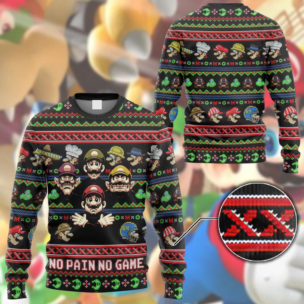 Super Mario No pain no game ugly sweater – Saleoff 231121