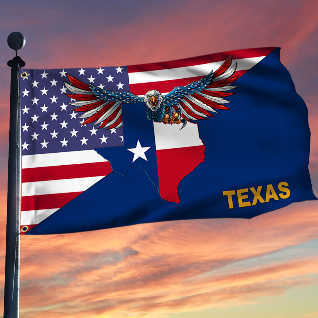 Texas Flag Texas American Eagle Grommet Flag – Saleoff 011121