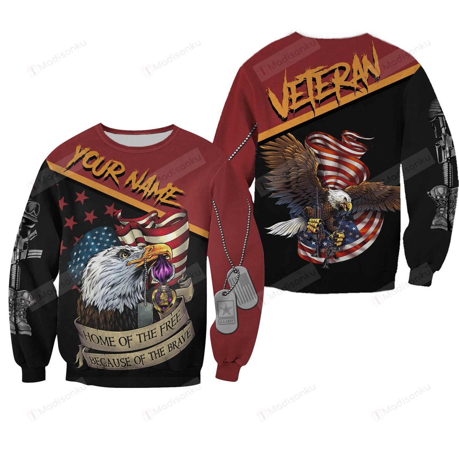 [ Amazing ] Veteran home of the free because of the brave custom name ugly christmas sweater – Saleoff 301121