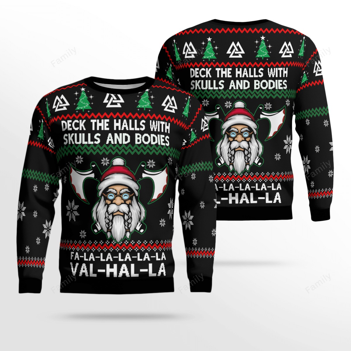 Viking Deck the halls with skulls and bodies sweater