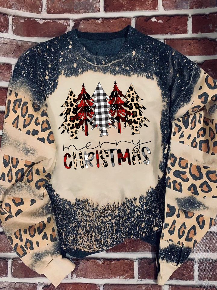 Xmas Trees Leopard Bleached Sweater