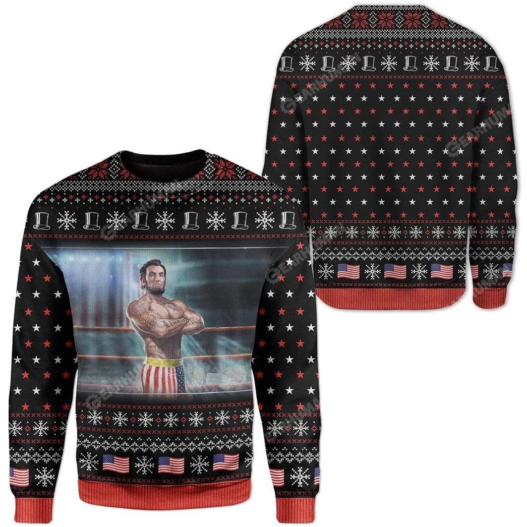 Abraham Lincoln ugly christmas sweater