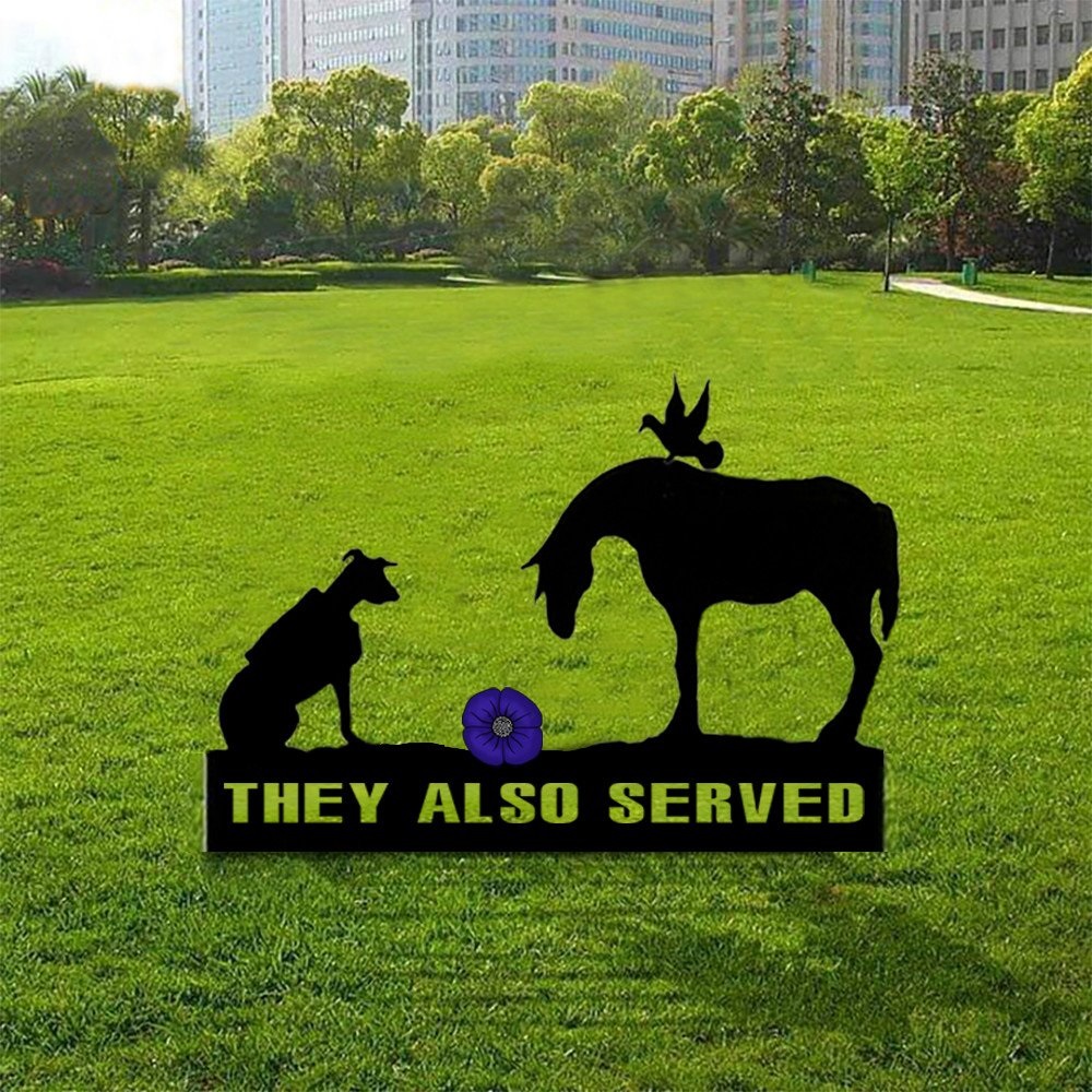 Animal They Also Served Purple Poppy Metal Yard Sign