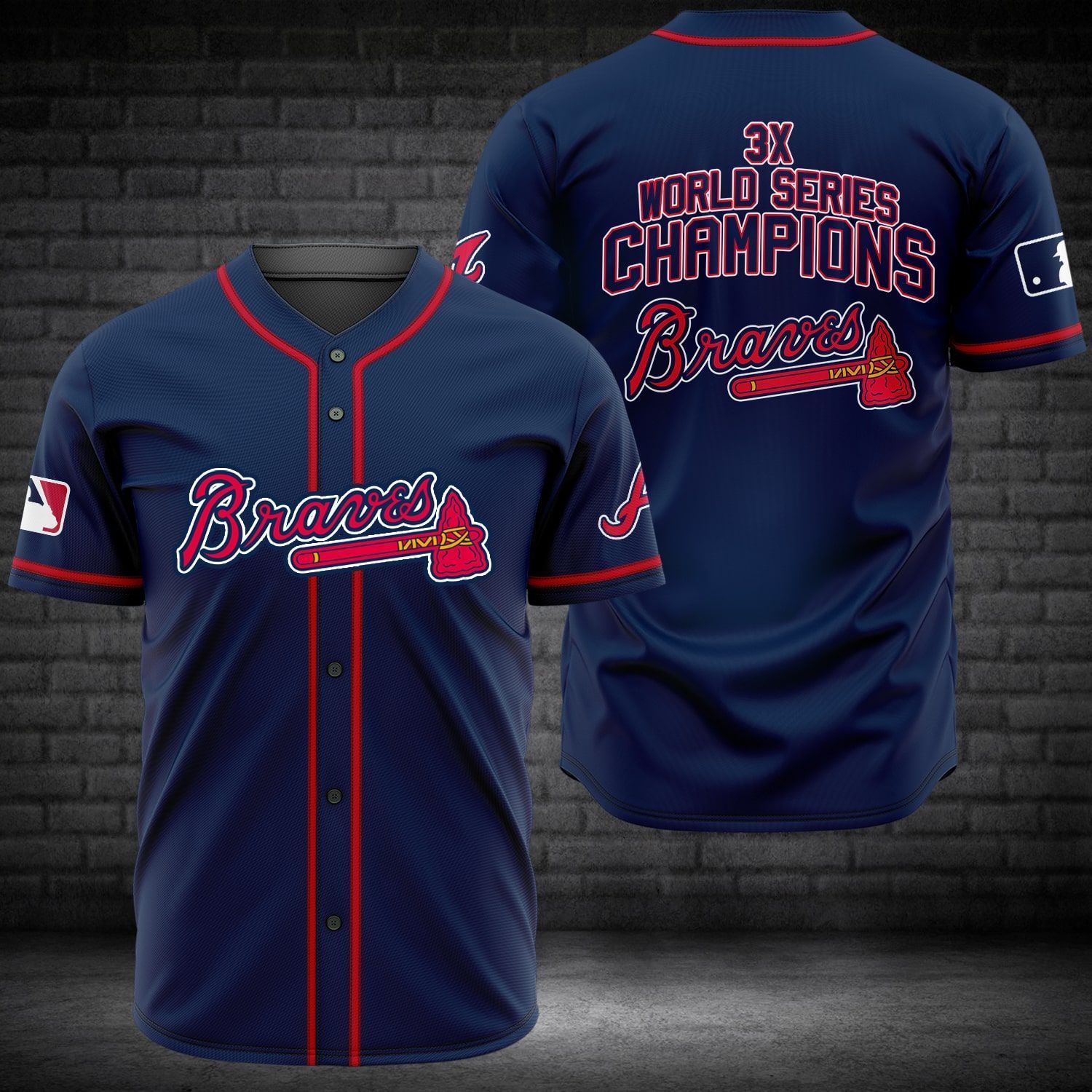Atlanta Braves MLB 3x World Series Champions baseball jersey shirt – Saleoff 251221
