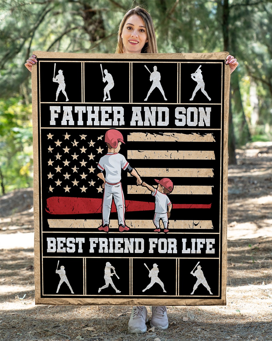 Baseball Father and son best friend for life quilt blanket
