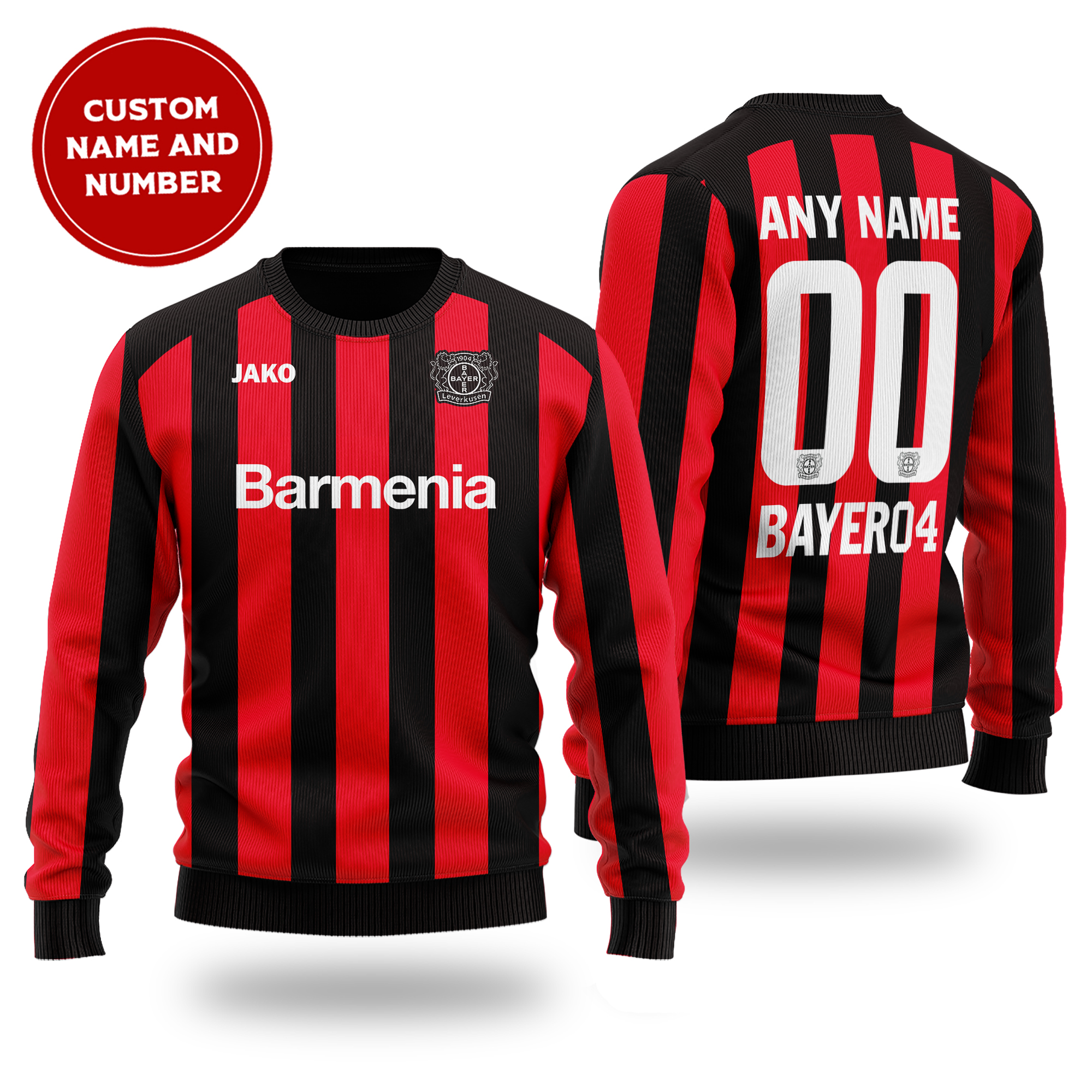 Bayer 04 Leverkusen custom name and number christmas wool sweater