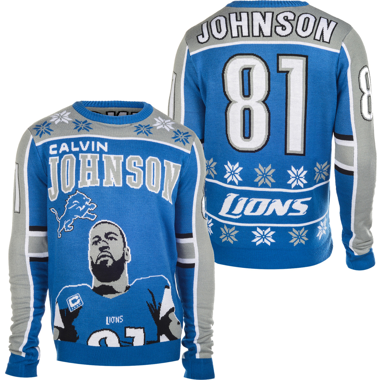 Calvin Johnson #81 Detroit Lions NFL Player Ugly Sweater