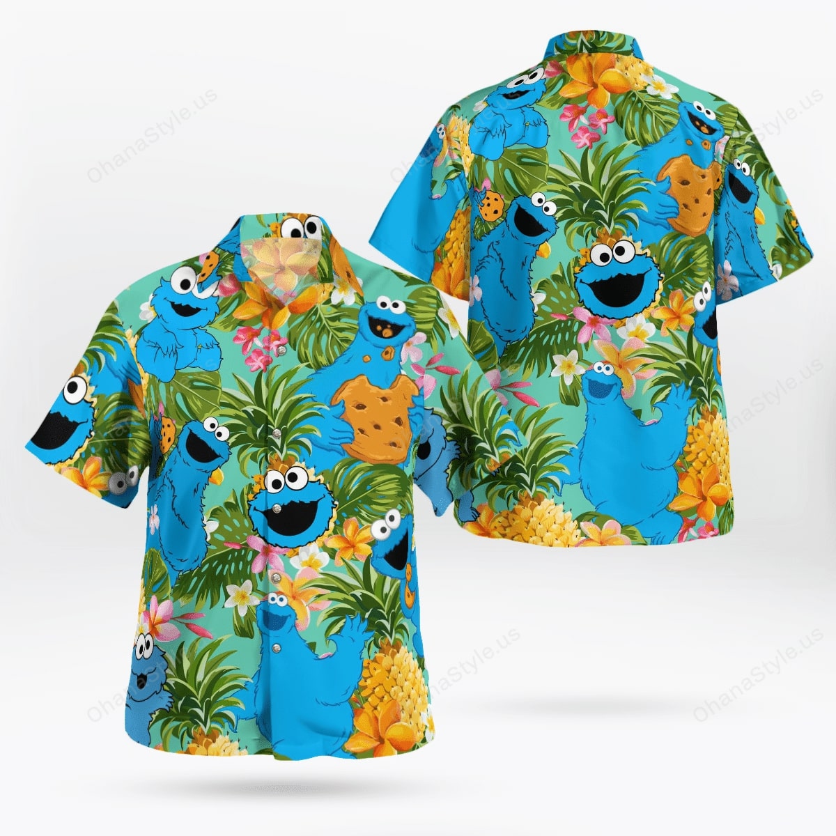 Cookie Monster tropical hawaiian shirt