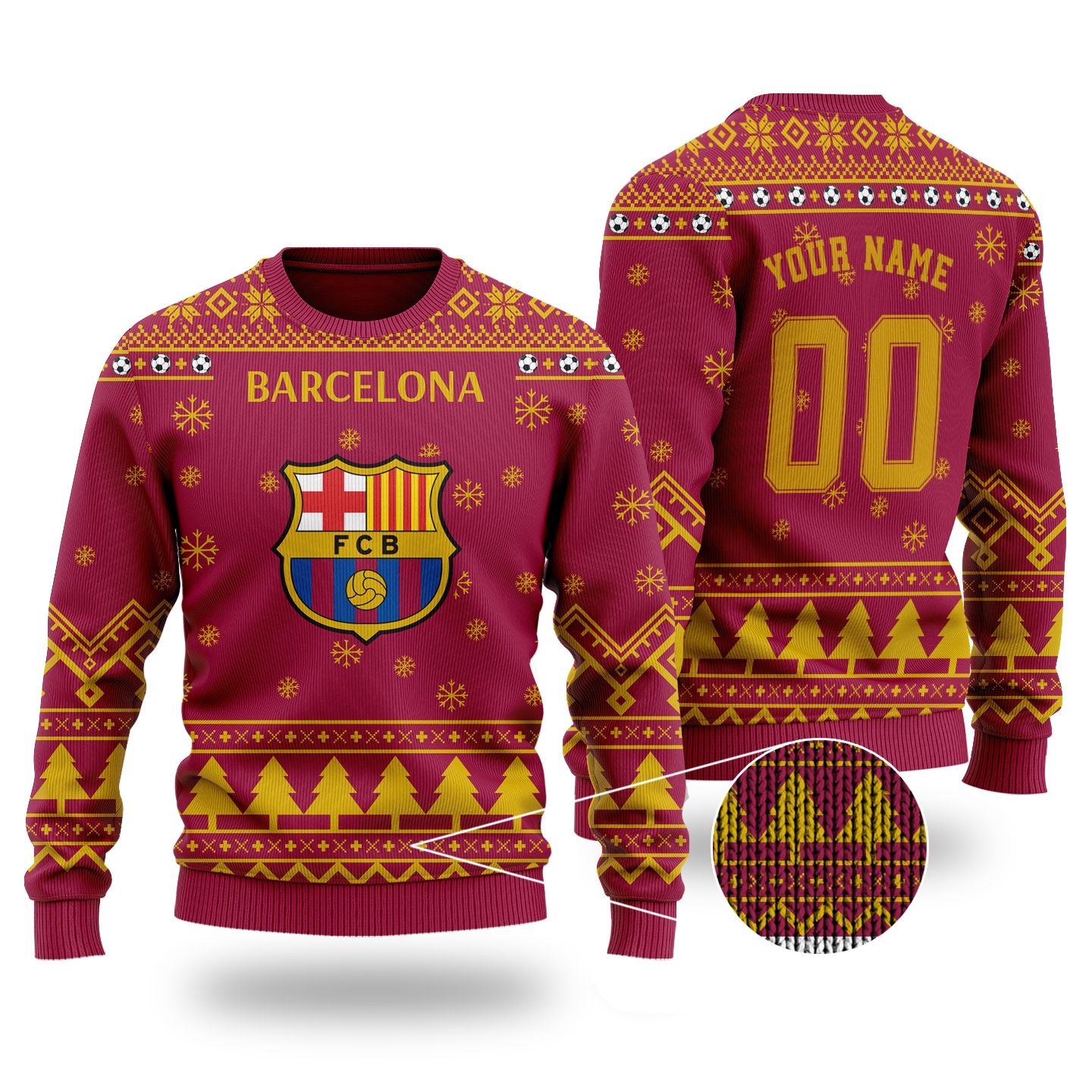 [ COOL ] FC Barcelona custom name and number ugly christmas sweater – Saleoff 271221