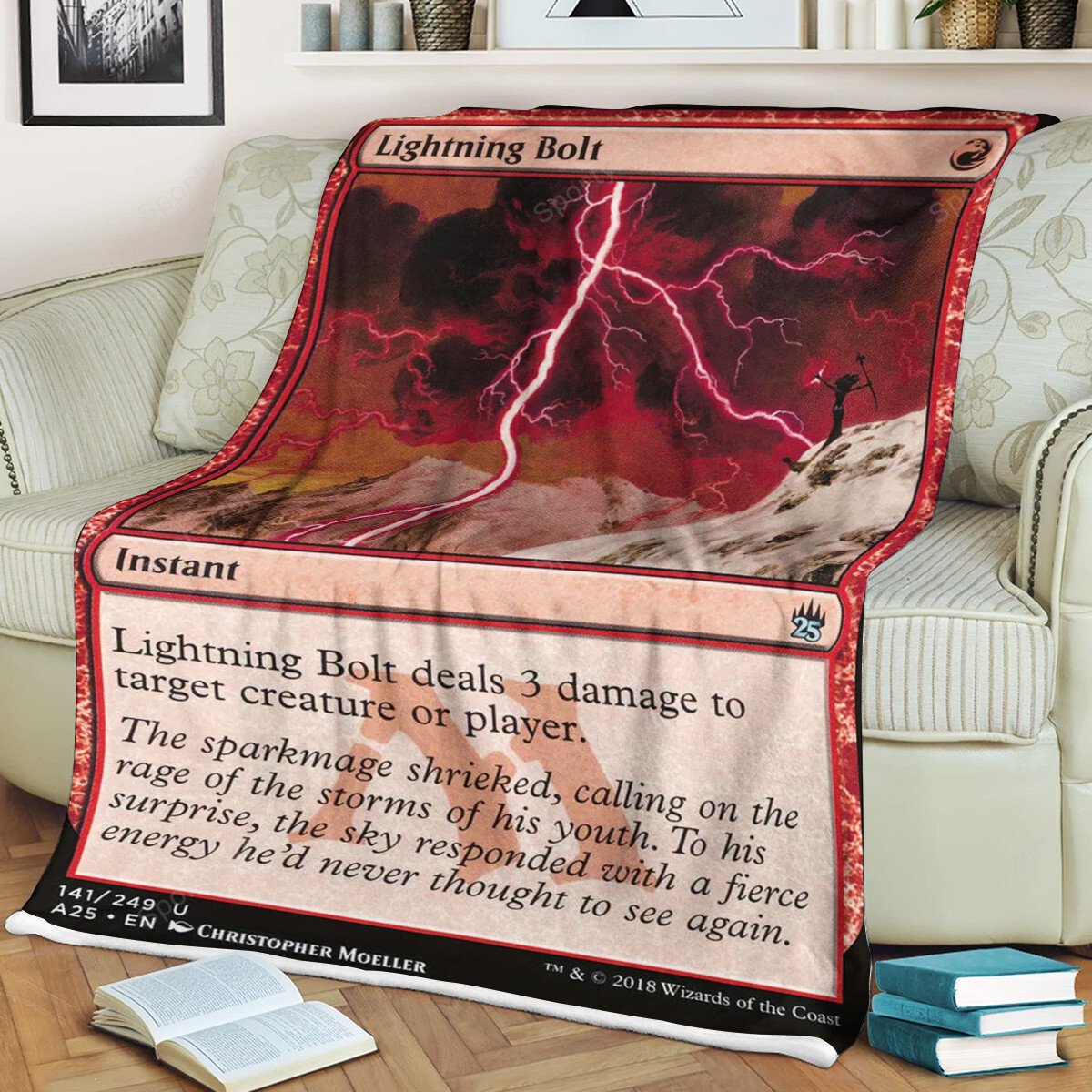 Game MTG Lightning Bolt blanket