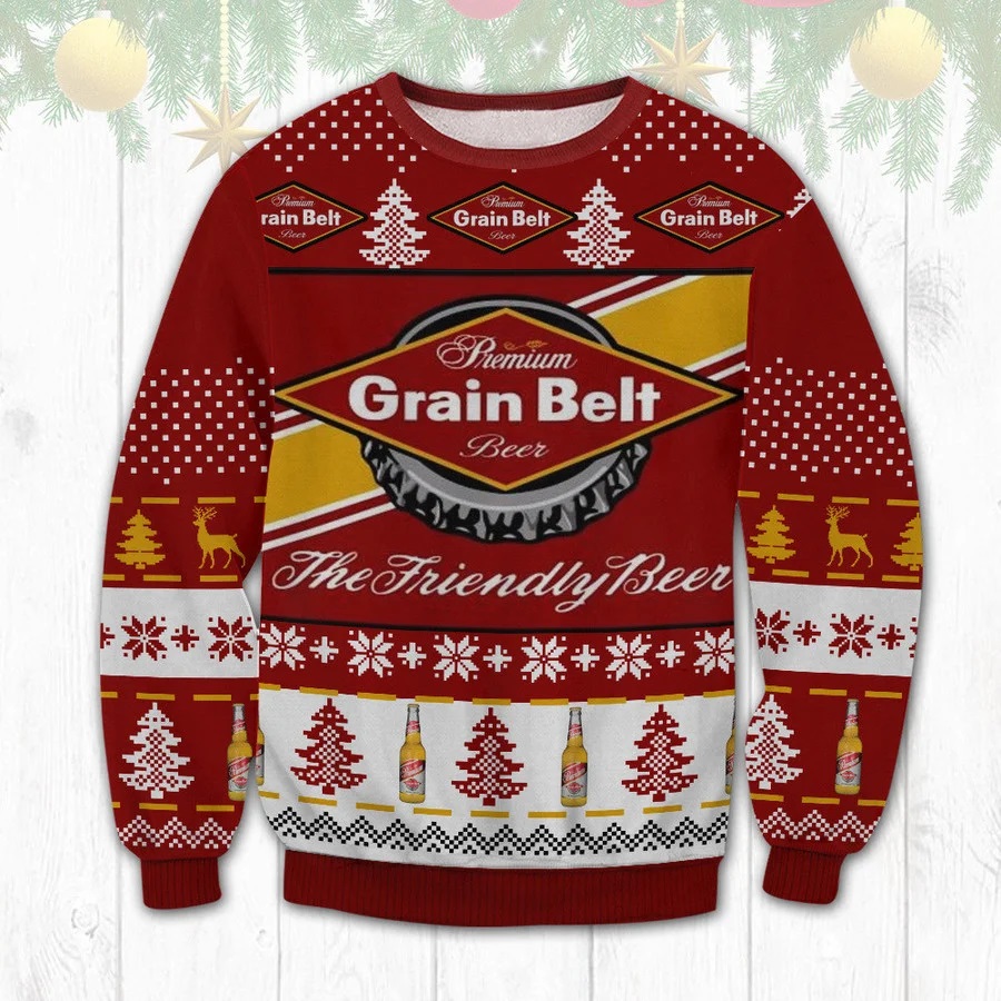 Grain Belt beer the friendly beer christmas sweater