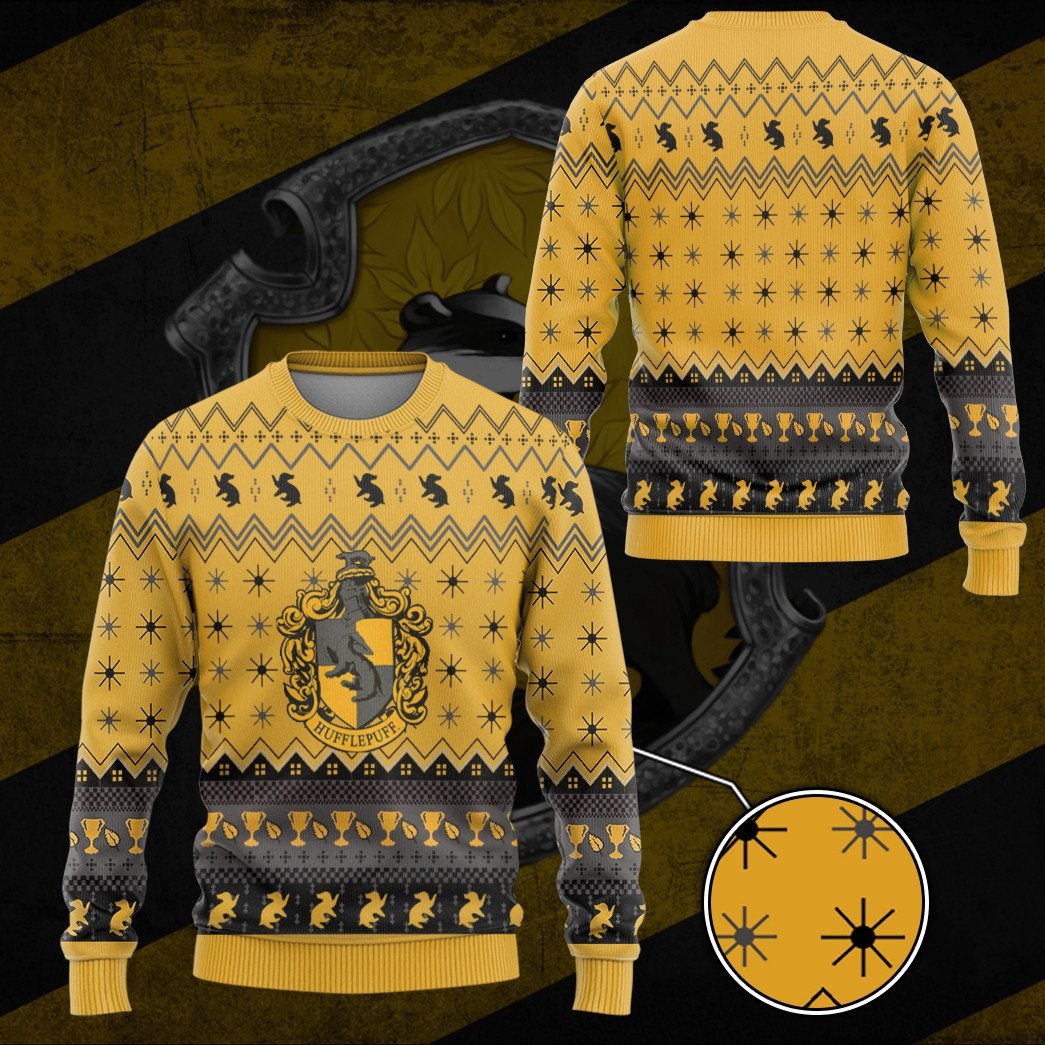 Harry Potter Hufflepuff holiday ugly christmas custom ugly sweater