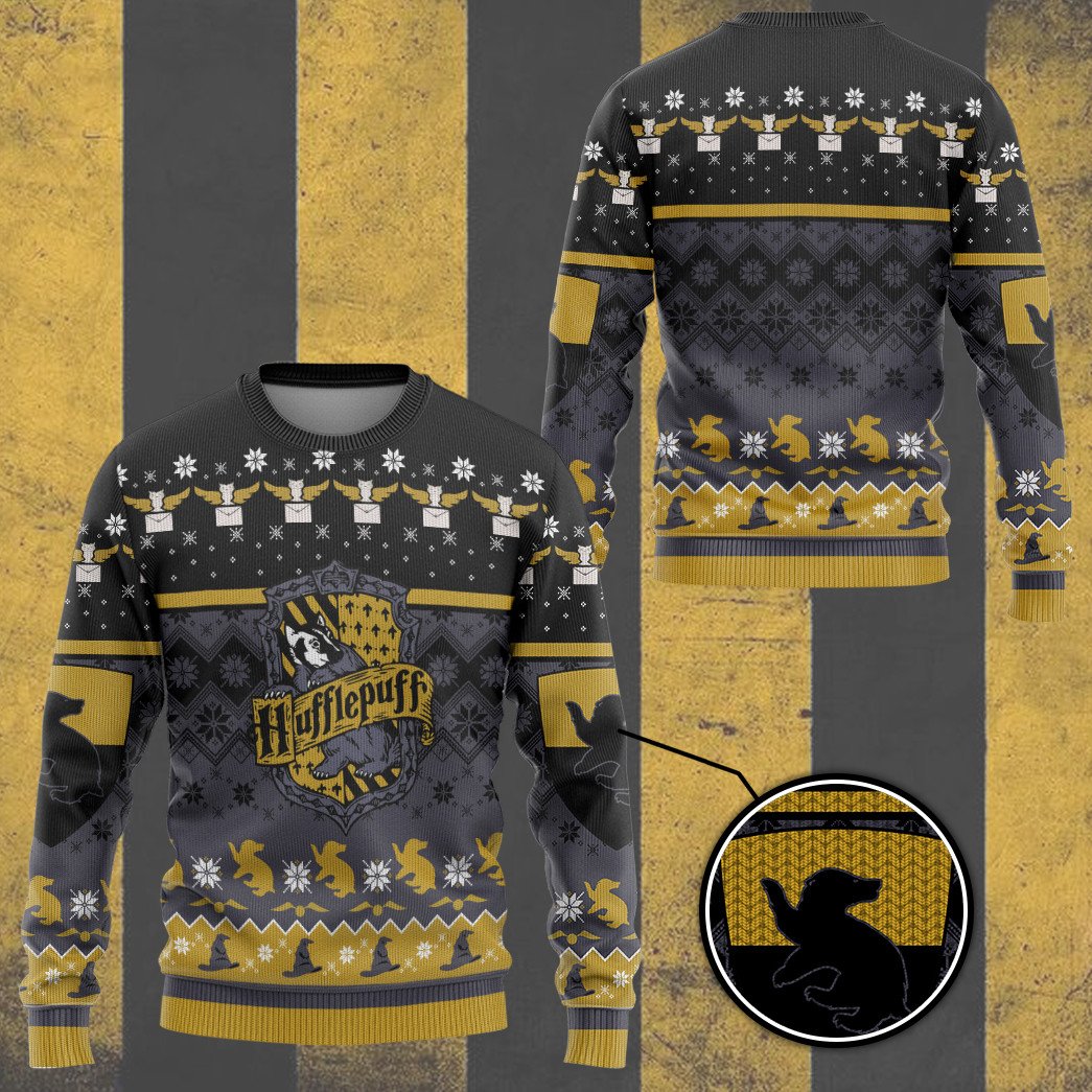 Harry Potter Hufflepuff ugly christmas ver 1 custom ugly sweater