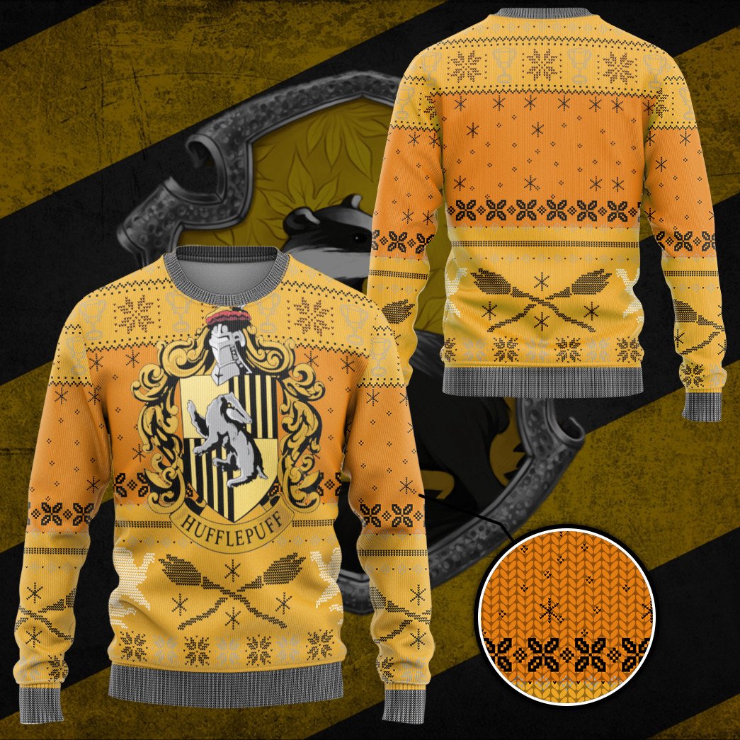 Harry Potter Hufflepuff ugly christmas ver 2 custom ugly sweater