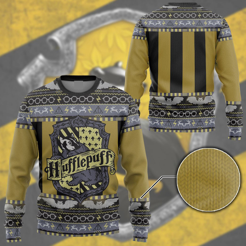Harry Potter Hufflepuff ugly christmas ver 3 custom ugly sweater