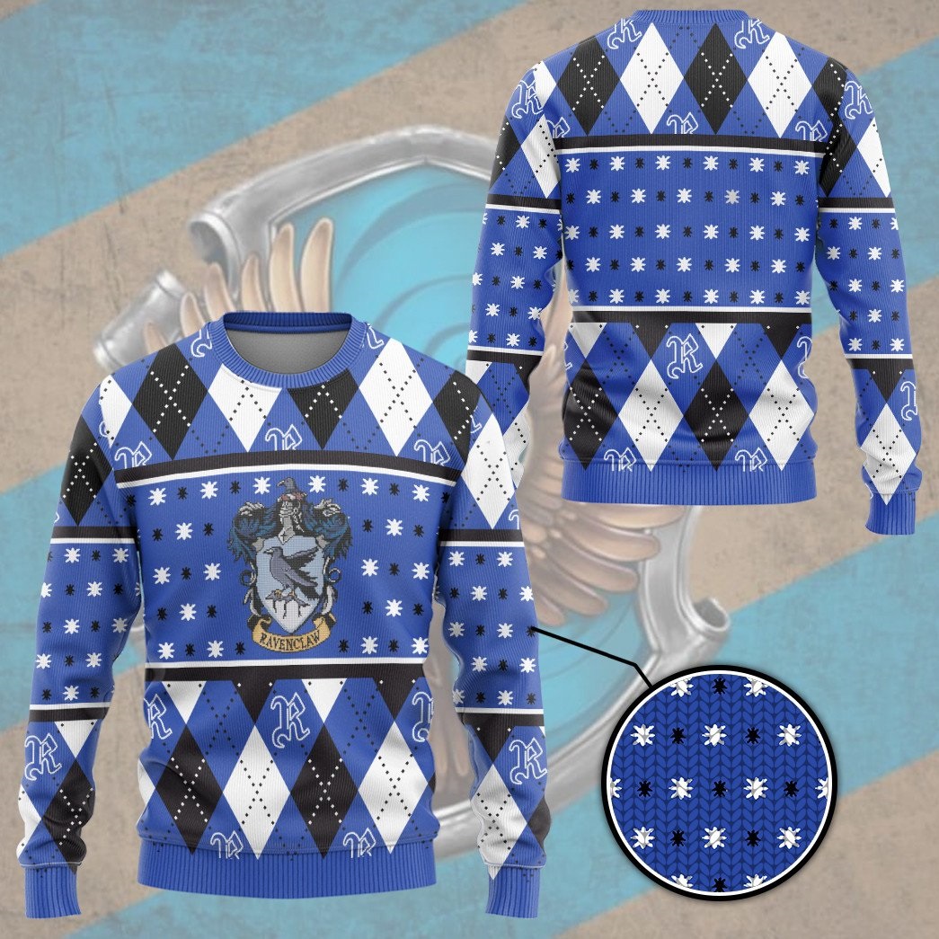 Harry Potter Ravenclaw crest holiday ugly christmas custom ugly sweater