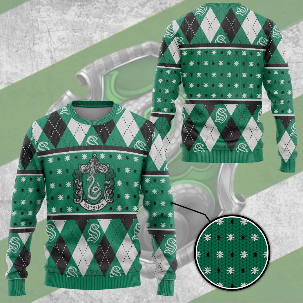 Harry Potter Slytherin crest holiday ugly christmas custom ugly sweater