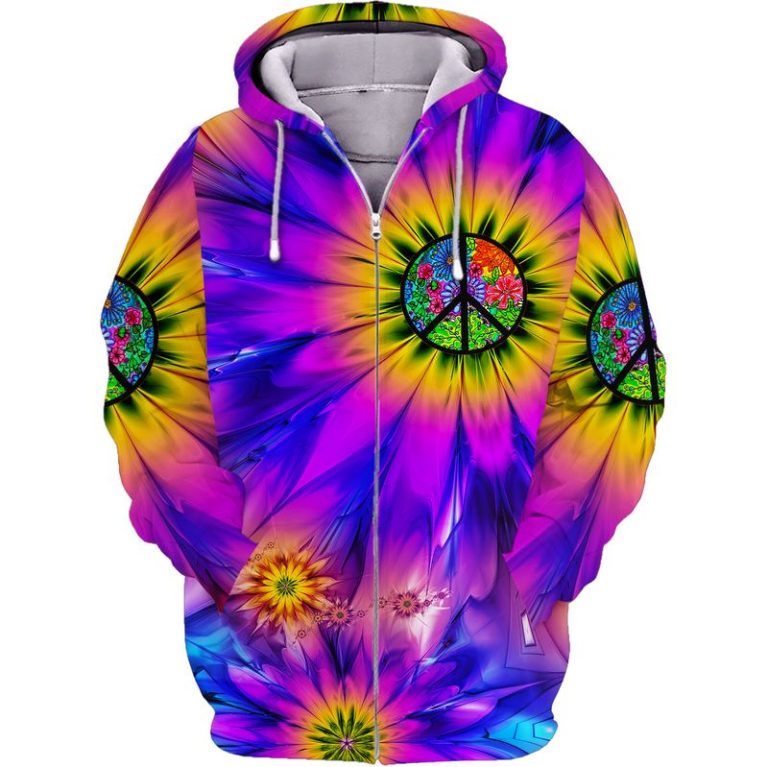 Hippie sunflower 3d zip hoodie