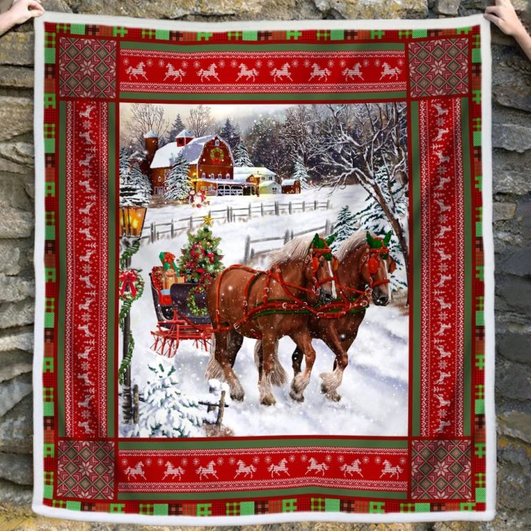 Horse Christmas Sofa Throw Blanket