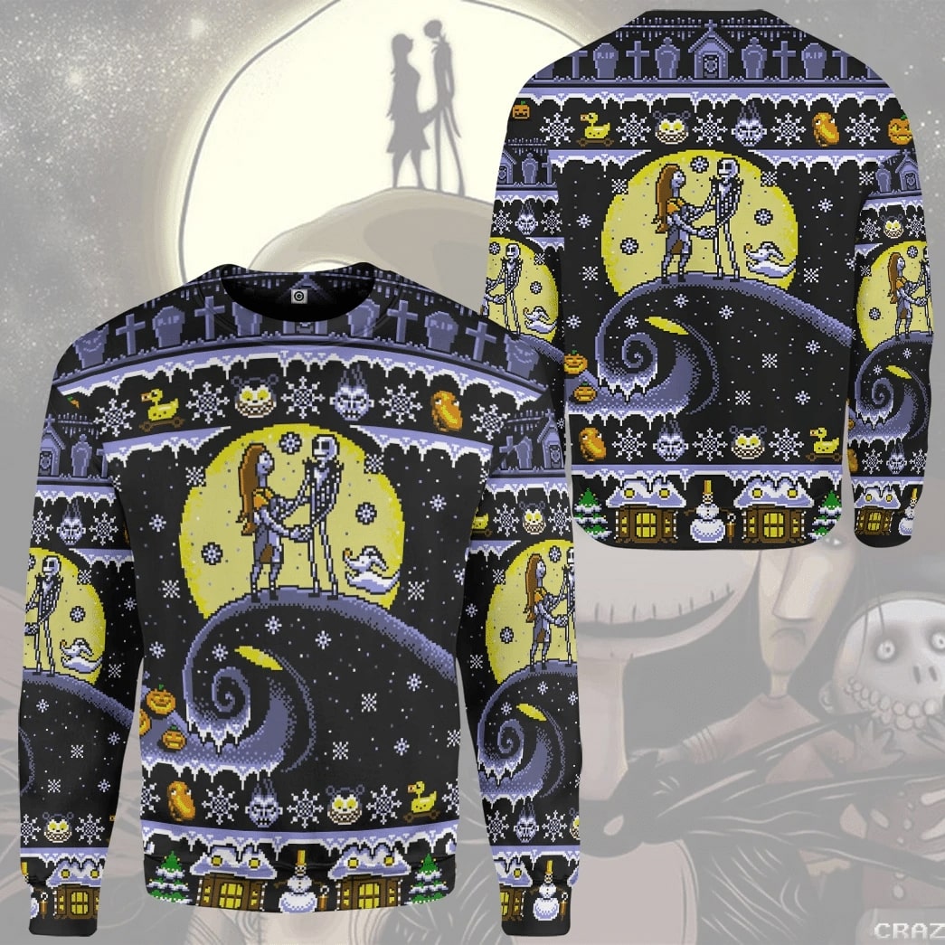 [ COOL ] Jack and Sally romantic nightmare ugly sweater – Saleoff 091221