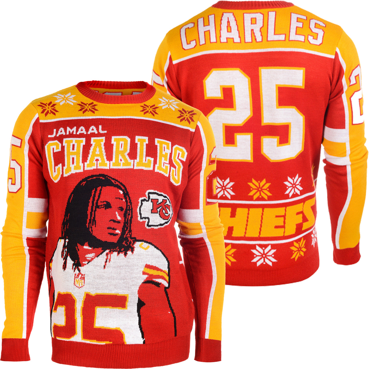 [ AWESOME ] Jamaal Charles #25 Kansas City Chiefs NFL Player Ugly Sweater – Saleoff 081221