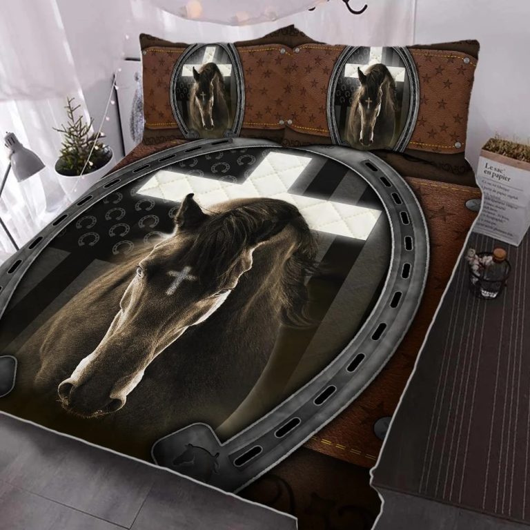 Jesus And Black Horse Quilt Bedding Set