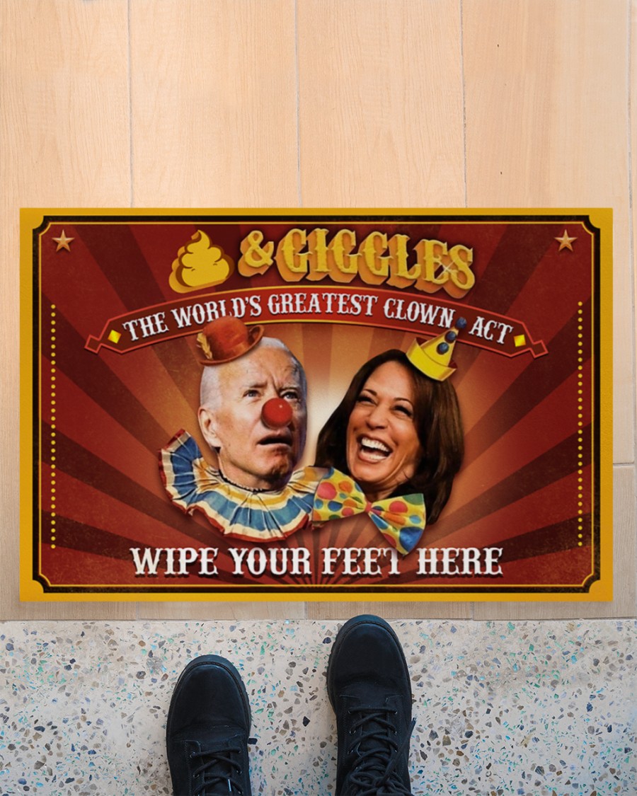Joe Biden Kamala Harris The world’s greatest clown act Wipe your feet here Shit and giggles doormat – Saleoff 031221