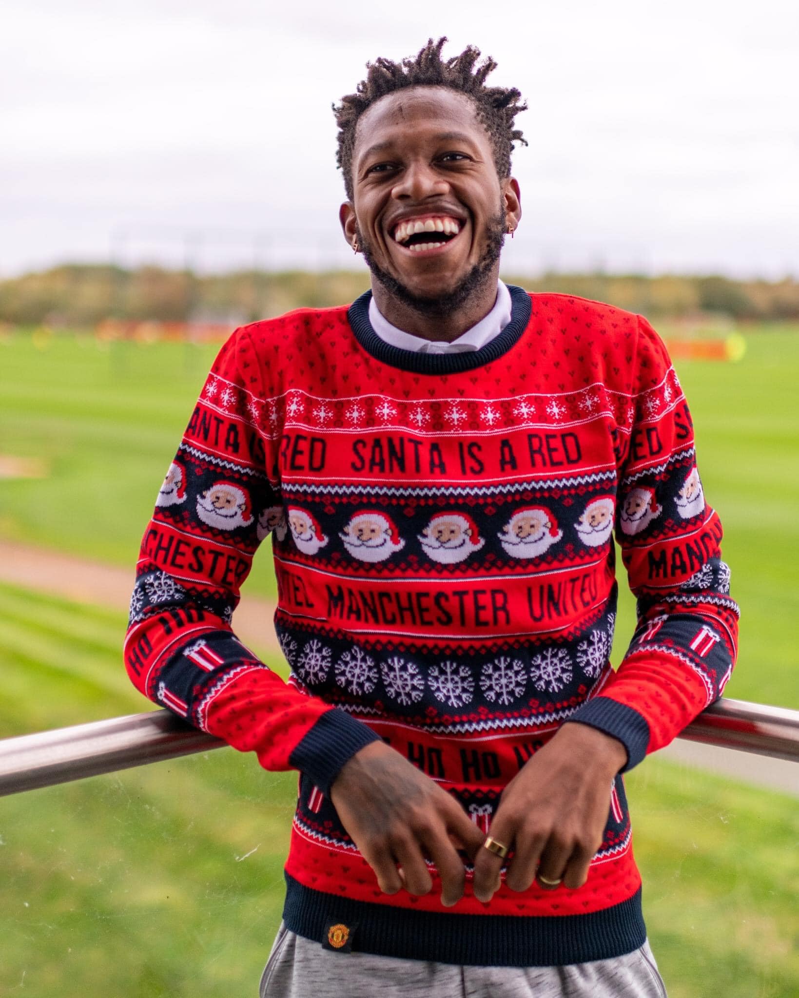 Manchester United Santa is red Fred wearing ugly christmas sweater