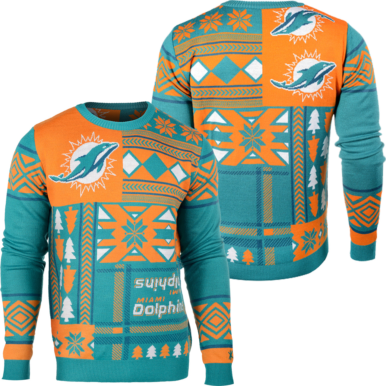 [ COOL ] Miami Dolphins Patches NFL Ugly Sweater – Saleoff 061221