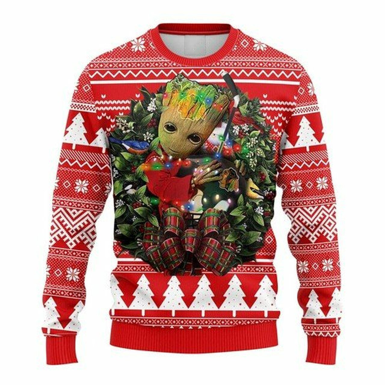 NHL Chicago Blackhawks Groot hug ugly christmas sweater