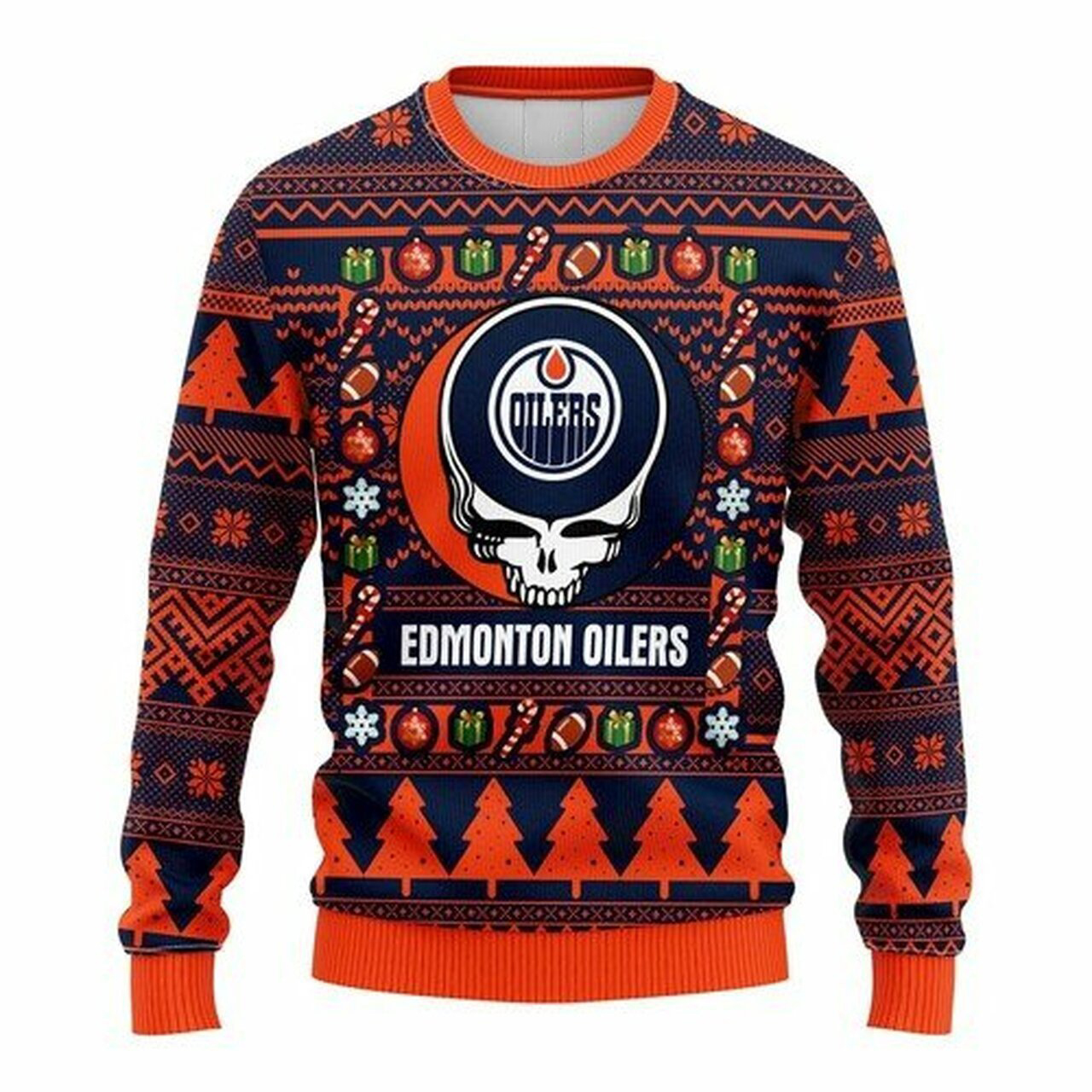 NHL Edmonton Oilers Grateful Dead ugly christmas sweater