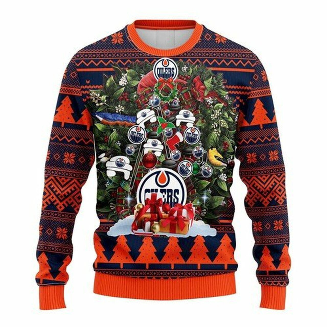 [ COOL ] NHL Edmonton Oilers christmas tree ugly sweater – Saleoff 281221