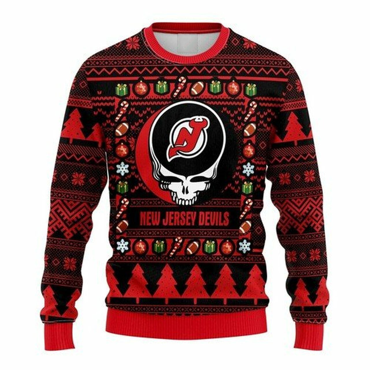 NHL New Jersey Devils Grateful Dead ugly christmas sweater