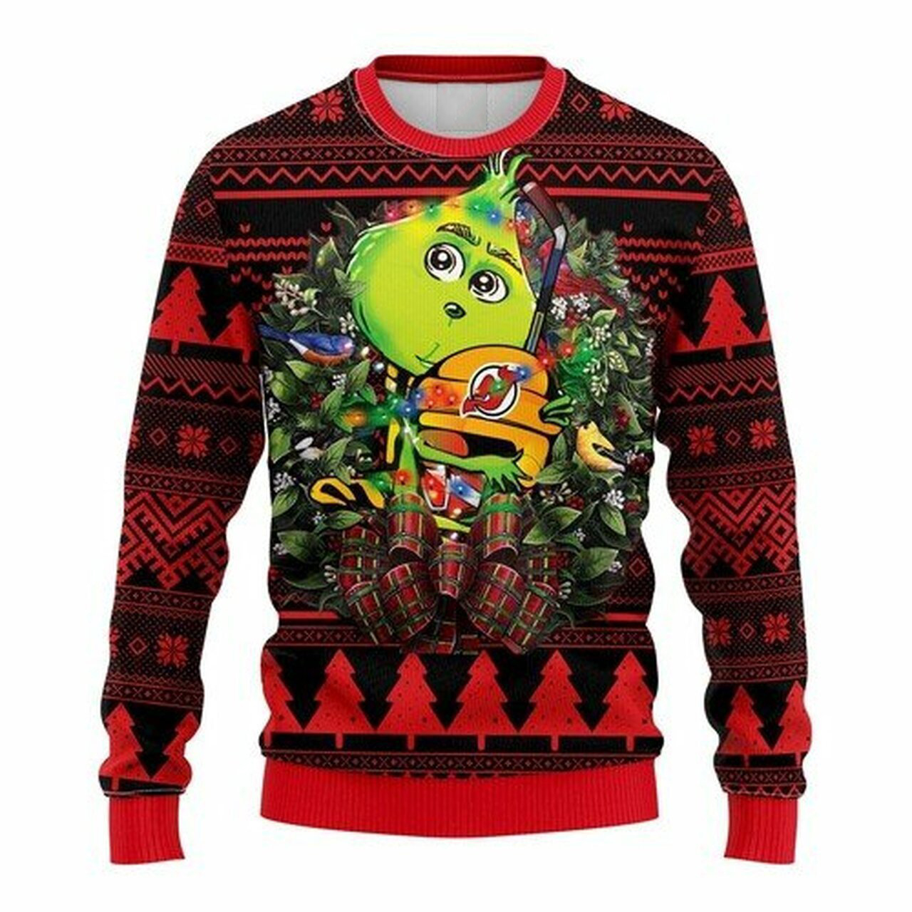 [ COOL ] NHL New Jersey Devils Grinch hug ugly christmas sweater – Saleoff 281221