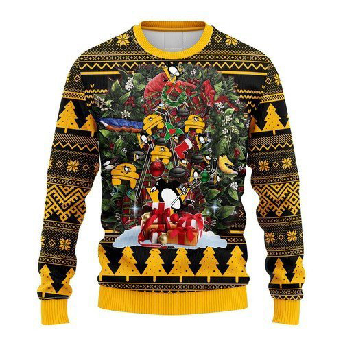 NHL Pittsburgh Penguins christmas tree ugly sweater