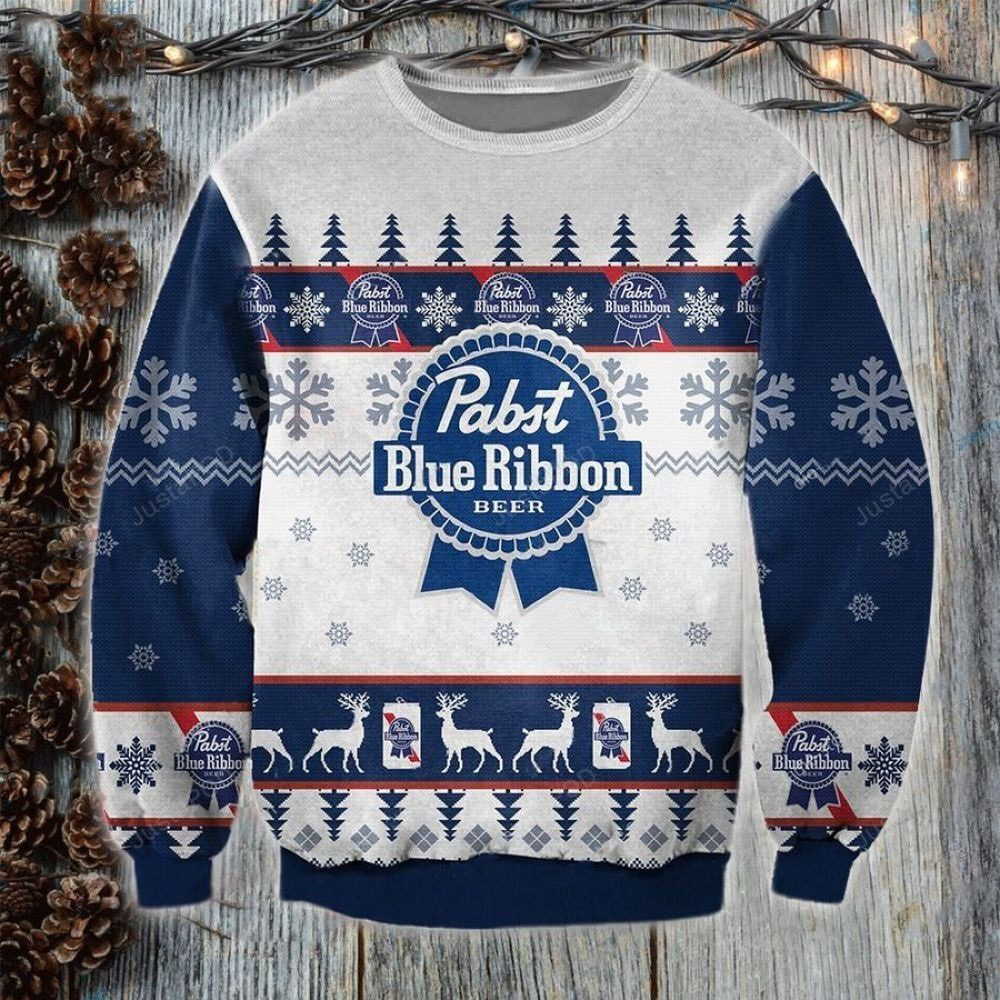 Pabst Blue Ribbon beer christmas sweater