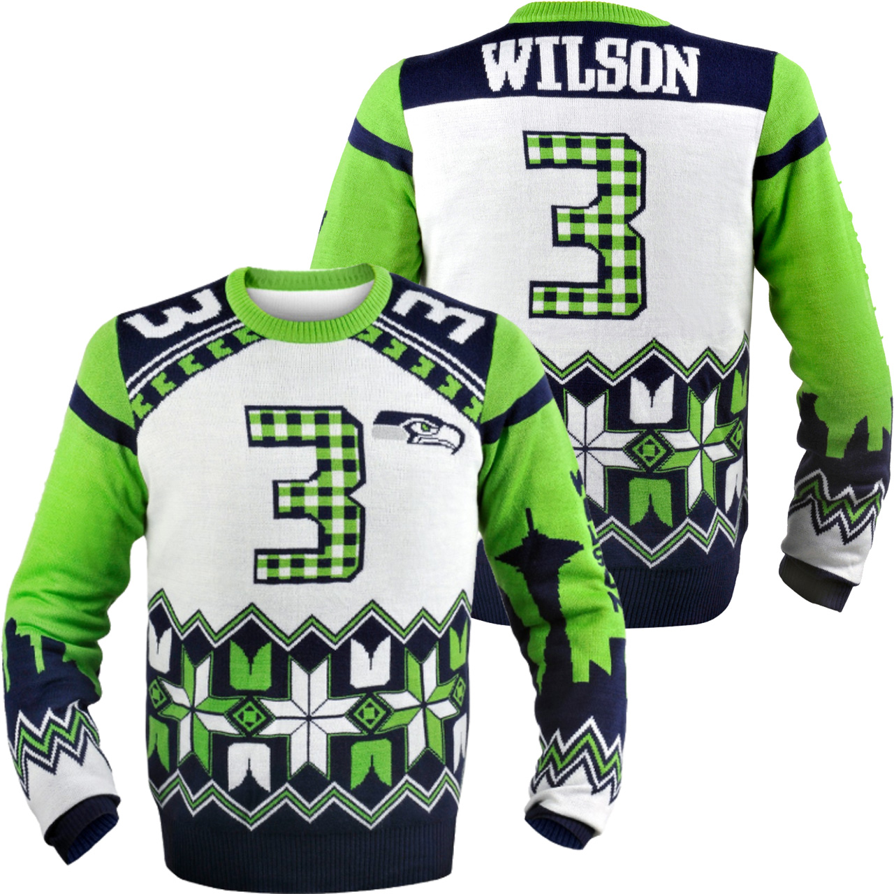 Russell Wilson #3 Seattle Seahawks NFL Ugly Player Sweater