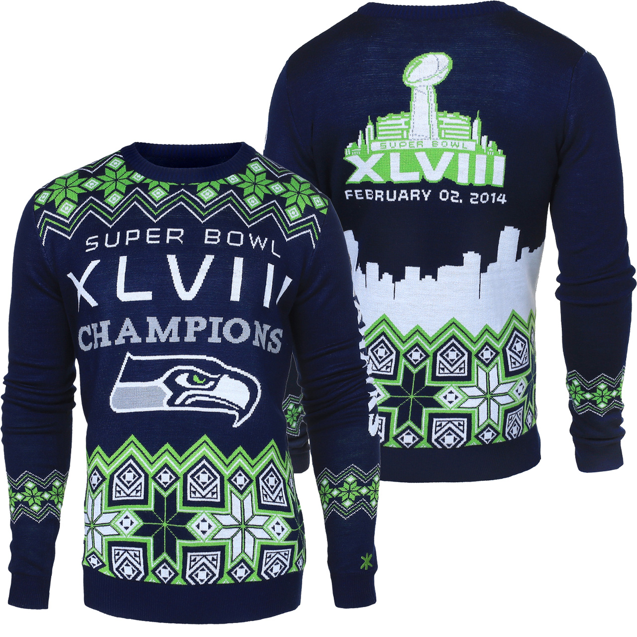 Seattle Seahawks NFL Super Bowl Commemorative Ugly Sweater