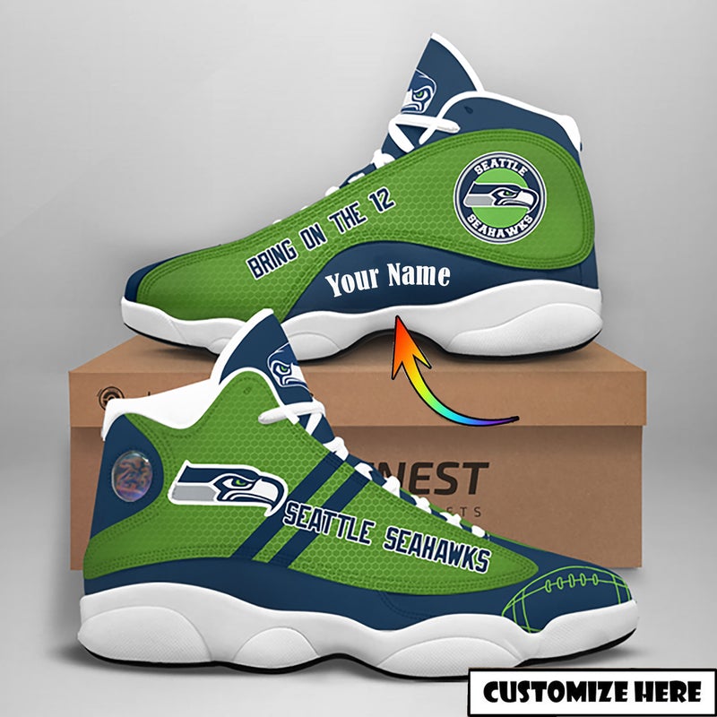 Seattle Seahawks NFL custom name Air Jordan 13 shoes